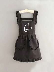 Stylish Korean Fashion Apron, Waterproof And Stain Resistant, Apron Cute Lace Skirt Apron,Black Stain Resistant Apron,Sleeveless Apron,For ,Home, Kitchen,Nail Shop,Cooking, Baking, Nail Salon, Women Work Uniform,Coffee Smock,Home Cooking Clean Sleeveless Bib Apron