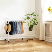 Giá treo quần lăn xe đẩy quần với 20 móc treo quần Móc treo quần mở rộng có bánh xe Tổ chức lưu trữ tủ quần áo cho quần khăn quần jean khăn quàng cổ, màu trắng, mùa xuân, tối giản, áo mùa hè - trắng - Xem 2