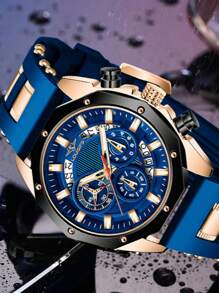 Relojes de moda para hombres, relojes deportivos de silicona, relojes de cuarzo con fecha, impermeables, relojes cronógrafo, regalos para hombres