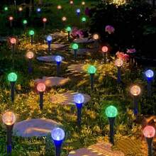 30 Lights/50 Lights Solar LED Outdoor Lights, Lawn Patio Garden Villa Decorative Lights, Solar Ground Plug Bubble Globe Lights, Suitable For Party Camping, Garden Lawn Lighting Decoration - 彩色50燈 - 查看 1