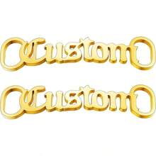 U7 2 Pieces Sports Shoe Lace ID Tag Stainless Steel/18K Gold-Plated Training Tag Shoe Buckle Lace Decoration Accessory - Multicolor - View 4