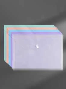 5/10 Stücke A4 dicke Kunststoff-Aktenordner, transparente Snap-Datei Schülerdokument Aufbewahrungstaschen, A4 Aktenordner, PP transparente Kunststoff-Snap-Plastik-Dateitaschen, Makronen bunte wasserdichte Datentaschen, Schulanfang, Schulmaterial