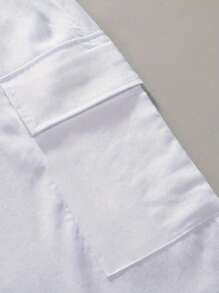 Men's Solid Color Drawstring Waist Casual Cargo Pants - White - View 4