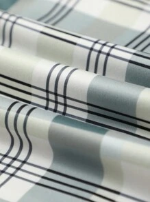 Set Piyama Pria Musim Panas: Atasan Lengan Pendek Tipis Warna Polos dan Celana Motif Kotak-kotak - MultiWarna - View 7