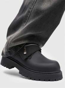 Chaussures de soirée pour hommes à bout rond rétro avec semelle épaisse, chaussures habillées de style britannique à lacets pour hommes, pour les fêtes et les mariages, chaussures  décontractées à la mode