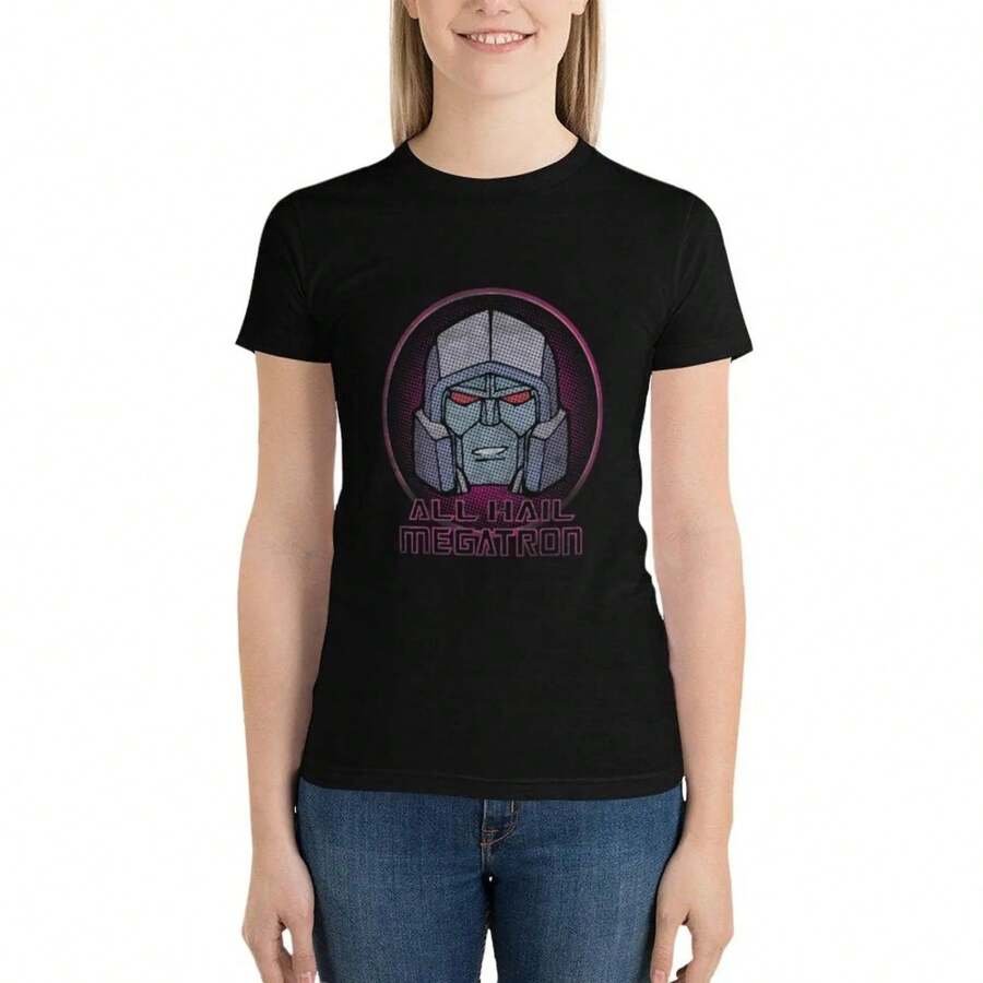 All Hail Megatron Portrait T-Shirt Lady Clothes Tops White T-Shirt Dress For Women Y - Black - View 1
