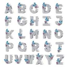 Easvnya Silver Butterfly Cubic Zirconia Letter A-Z Pendant, Suitable For Handmade Bracelet Necklace Minimalist Fashionable Jewelry DIY, Women Birthday Party Gift
