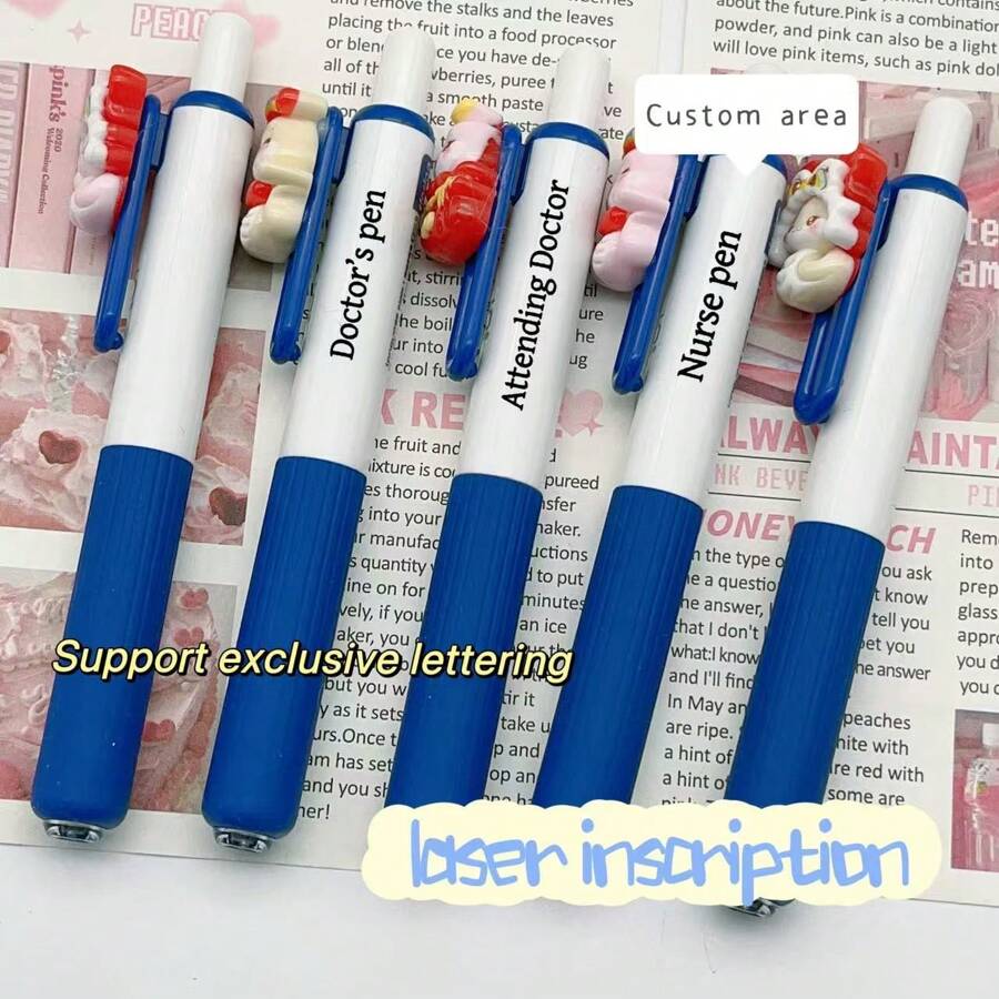 Customized Cute Cartoon Retractable Pen, Medical/Nursing Profession Use Blue/Black Ink Pen, Student Exam Gel Pen, 0.5mm Tip Size