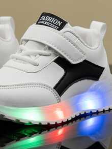 Zapatos deportivos con luces para niños, nueva temporada primavera/otoño 2026 - Blanco y Negro - Ver 3