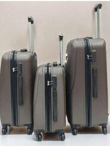 简约灰色带轮旅行箱 - 棕色 - 查看 2