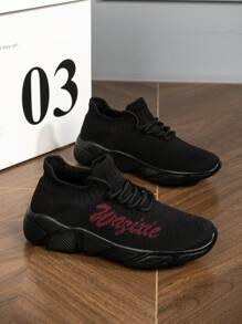 情侣系带运动鞋 - 男女通用轻便透气鞋面运动步行鞋 - 防滑防臭 - 酒紅色 - 查看 1