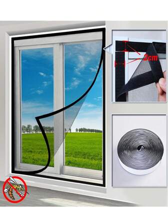 窗户蚊帐，防蚊纱窗，网状防虫空气薄纱隐形黑色玻璃纤维蚊子和苍蝇