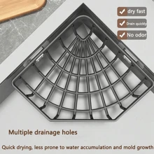 Sink Organizer, Soap, Drain Plug, Sponge Rack, Multifunctional Rust Proof Storage Basket, Kitchen And Bathroom Wall Mounted Shelves, Black/Gray - Multicolor - View 7