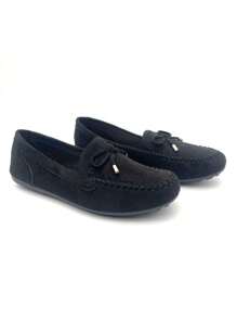 Spring & Autumn New Women Metal Loafers Flats Casual Slip-On Boat Shoes - Black - View 6