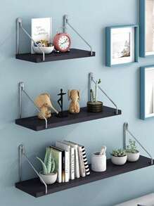 1 Pc (With Hanging Hook) 30cm/40cm/50cm Floating Shelf Wall Mount Organizer Rack, No-Drill, Wall Decor For Bedroom, Kitchen, Bathroom, Toilet, Study, Indoor Wood Shelf