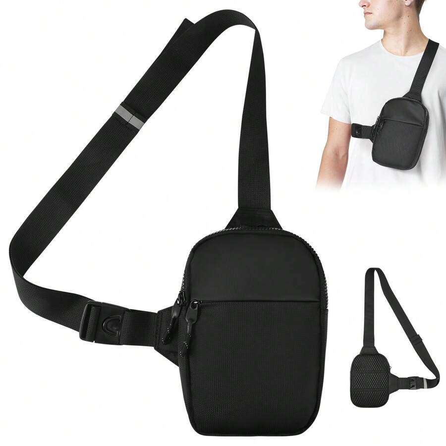 Lightweight Waterproof Breathable Shoulder Backpack – Sling Bag | For Travel, Hiking, Cycling & Camping - Black - View 1