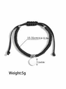 1 pieza de brazalete personalizado de acero inoxidable con cuerda negra tejida a mano, brazalete personalizado con grabado, brazalete personalizado versátil para parejas, con nombre personalizable, texto, letras, adecuado para cumpleaños/fiestas/aniversarios, se puede usar como regalo para padres/novio/novia/parejas