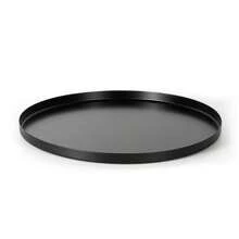 1pc Minimalist Metal Decorative Tray, Round Black Color, Suitable For Potted Plants, Candles, Cosmetics Storage, Desktop Organization