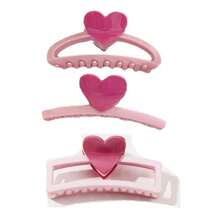 Cute Pink Heart Hair Clips, Bun Maker Shrimp Hair Clips For Girls, Hair Accessories For Summer
