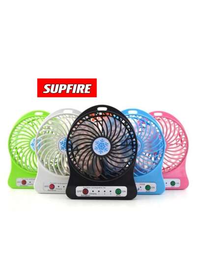 Mini Ventilador Portátil Recarregável USB com bateria e luz e 3 velocidades, Ventilador Mini Portatil Mesa Pilha Usb Alta Potencia