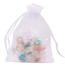 10/50/100pcs White Gift Packaging Bags, White Organza Candy Bags For Dinner Table, Various Festival Party Packaging Supplies, Holiday Home Goods, Wedding Party Gift Packaging