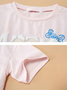 Short-Sleeved Cotton T-Shirt With Rabbit Print For Girls Aged 6 To 16