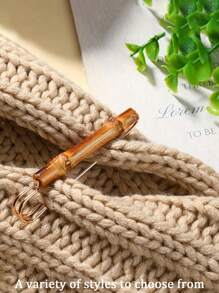 1pc Bamboo Style Safety Pin Brooch For Sweaters, Scarves, Shawls - Golden Color - Large Vintage Feather Pin Clasp - Sewing Accessories Travel Essentials Travel Accessories Travel Must Haves - Multicolor - View 1