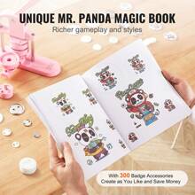 3-IN-1 Button Maker, 1/1.25/2.28 Inch(25/32/58mm) Pin Maker, Badge Punch Press Kit, Button Making Supplies, 300/500pcs Button Parts & Circle Cutter, Button Maker Machine With Panda Magic Book, Ergonomic Arc Handle Punch Press Kit, For Children DIY Gifts, Pink, Blue