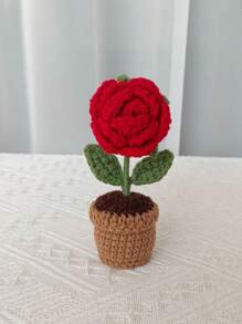 1 件手工编织汽车花盆带人造花装饰，创意礼品饰品，可爱汽车配件 - 彩色 - 查看 13