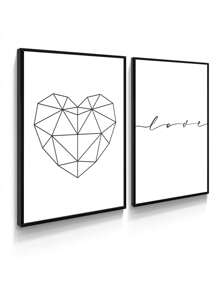 Kit 2 Decorative Love Heart Frames – Ideal For Living Room, Office, Entrance Hall, Bedroom And Modern Environments – Abstract Art For Elegant And Sophisticated Decoration - 黑色 - 查看 5