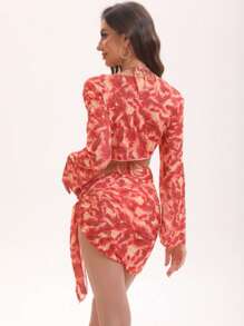 2025 Bohemian Style Women's Bikini Swimwear, Beach Party Pool Fashionable Sexy Halter Tankini, Italian Printed European And American New Design - Multicolor - View 6