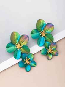 1 par de pendientes creativos y de moda con flores de colores múltiples para mujeres, regalo para amigas, mejor regalo de amiga
