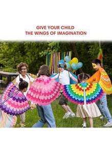 1PC Bird-Wings-Costume For Kids Dress Up, Felt Feathered Festive Attire Set - Felt Non-Woven Fabric Masks And Wing Sets For Hummingbirds, Phoenixes, Hawks, Green Parrots, Costume Hallowen Party, Bird-Costume-Peacock-Wings For Kids With Bird, Gift For Girl Boys, Interactive Game, Party Game, Holiday Accessory