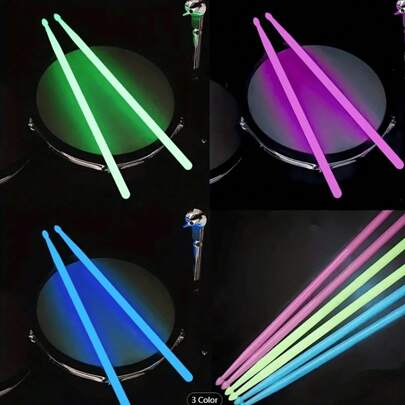 1 par de baquetas luminiscentes de color verde intenso - Baquetas fluorescentes 5A para actuaciones en el escenario, bateristas profesionales y principiantes - Perfectas para entusiastas de la batería y amantes de la música