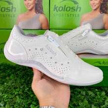 Tenis Kolosh Original Feminino Calce Fácil Confortável Trabalho Dia a Dia Casual Anatomico Ziper - Branco - Visão 8