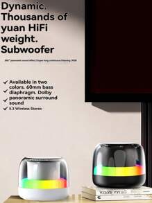 Altavoz pequeño de iluminación colorida, chip 5.3, sonido envolvente de 360°, efectos de iluminación RGB, tiempo de reproducción ultra largo, conectividad instantánea, altavoz portátil de baja latencia - Negro - Ver 2