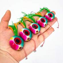 Juego de 3 señuelos de pesca tipo kabura 60g/80g/100g/150g/200g con brillo, para pesca de arrastre lenta, cebo para pesca en barco y mar con faldas de goma y ganchos asistentes, señuelos deslizantes