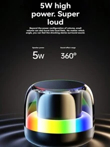 Altavoz pequeño de iluminación colorida, chip 5.3, sonido envolvente de 360°, efectos de iluminación RGB, tiempo de reproducción ultra largo, conectividad instantánea, altavoz portátil de baja latencia - Negro - Ver 6
