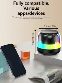 Altavoz pequeño de iluminación colorida, chip 5.3, sonido envolvente de 360°, efectos de iluminación RGB, tiempo de reproducción ultra largo, conectividad instantánea, altavoz portátil de baja latencia - Negro - Ver 10