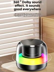 Altavoz pequeño de iluminación colorida, chip 5.3, sonido envolvente de 360°, efectos de iluminación RGB, tiempo de reproducción ultra largo, conectividad instantánea, altavoz portátil de baja latencia - Negro - Ver 4