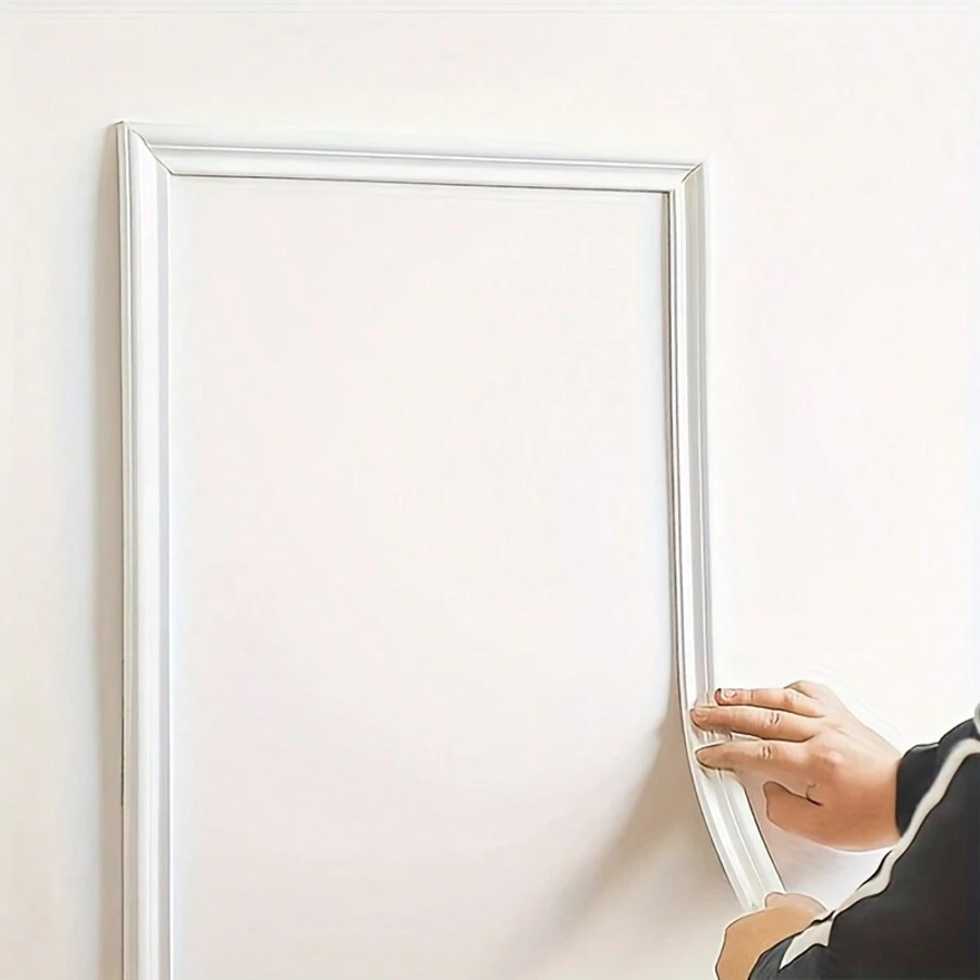 欧式自粘 PVC 装饰条 - 灵活用于装饰墙壁、地板和橱柜边缘，3.3 英尺长，家居装饰点缀 - 白色 - 查看 1