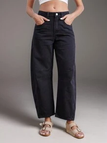 Women's Western Style Music Festival Front Button Pockets Casual Jeans