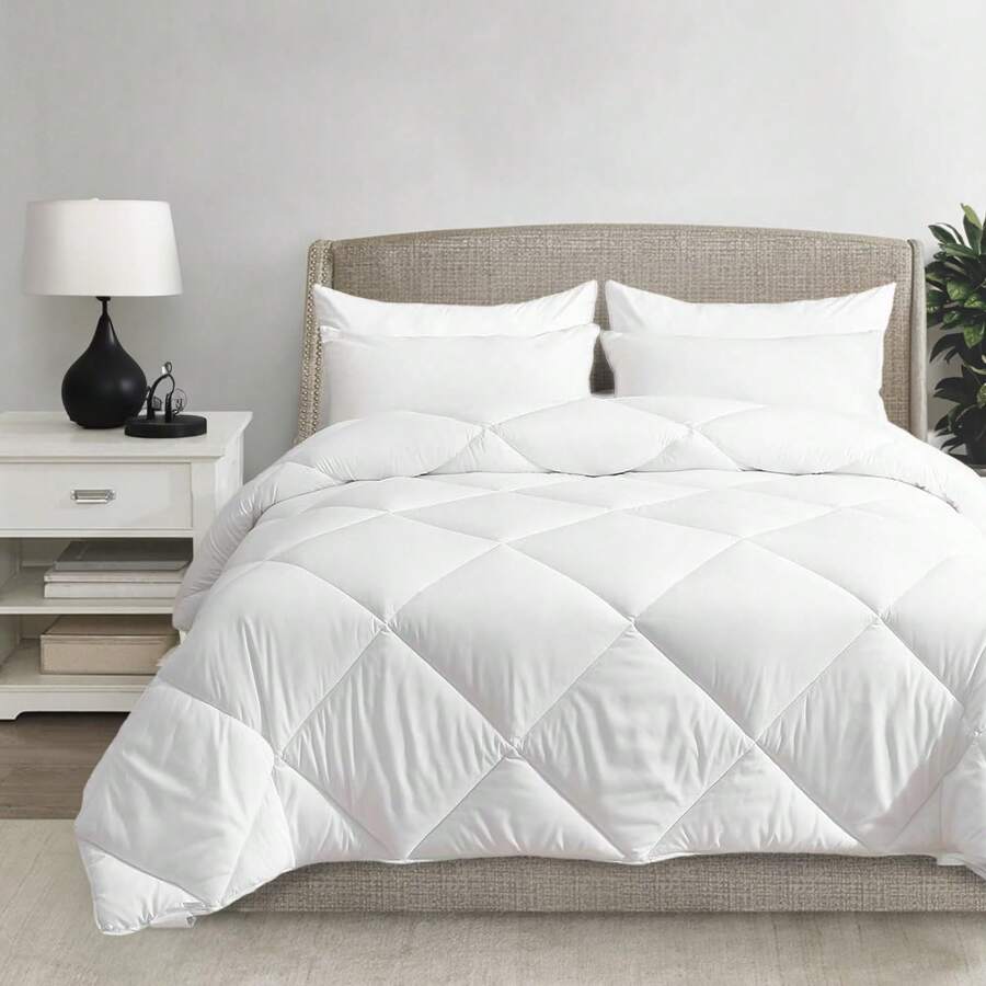 Farfallarossa Bed Duvet 4 Seasons Quilt - Lightweight, Comfortable, And Breathable Microfiber Duvet - White - White - View 1