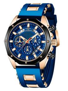 Relojes de moda para hombres, relojes deportivos de silicona, relojes de cuarzo con fecha, impermeables, relojes cronógrafo, regalos para hombres