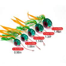 Juego de 3 señuelos de pesca tipo kabura 60g/80g/100g/150g/200g con brillo, para pesca de arrastre lenta, cebo para pesca en barco y mar con faldas de goma y ganchos asistentes, señuelos deslizantes