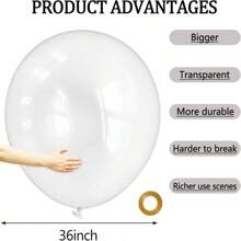 36 Inch Large Latex Balloon In Red, White, Black, Yellow, And Pink Are Suitable For Birthday Parties, Graduation Parties, Proposals, Anniversaries, Weddings, Large-Scale Events, Bridal Showers, Valentine's Day, Halloween, Christmas, And New Year's Eve - Multicolor - View 15