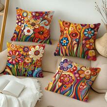 MEMNUN 4 vỏ gối in hoa đỏ rực rỡ 17,7*17,7in (45*45cm)/19,69*19,69in (50*50cm)/15,75*15,75in (40*40cm) [In một mặt] Vỏ gối trang trí nhà bằng polyester cho ghế sofa, giường, ô tô [Không bao gồm ruột gối], Thích hợp sử dụng hàng ngày, Trang trí nhà tối giản cao cấp, Phòng khách, Phòng ngủ, Ô tô - Nhiều màu - Xem 7