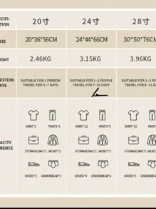 简约灰色带轮旅行箱 - 棕色 - 查看 6