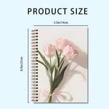 Pink Roses Spiral Notebook - Twin-Wire Binding, Premium Paper, 360° Lay-Flat Design, Stylish & Cute For Writing And Notes, 5.5x8.3", 50 Pages -14*21cm/ 5.5x8.3in Spiral Notebook- 50 Sheets 100 Pages-A Diary With The Weekday Signs , Weather Signs,Memo No.And Date Signs,School Supplies,Back To School