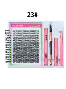 280/168 件 8-16 毫米 DIY 睫毛延长混合款式睫毛簇单独配有粘合剂和密封剂去除镊子睫毛刷用于自行化妆 - 黑色 - 查看 22